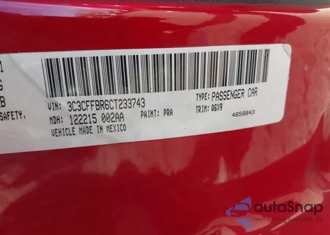 2012 Fiat 500 Sport from USA, damaged, VIN 3C3CFFBR6CT233743